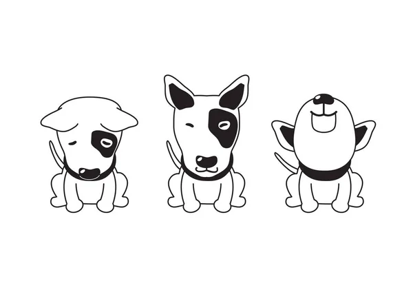 Vector Cartoon Character Bull Terrier Dog Poses Design — Stock Vector
