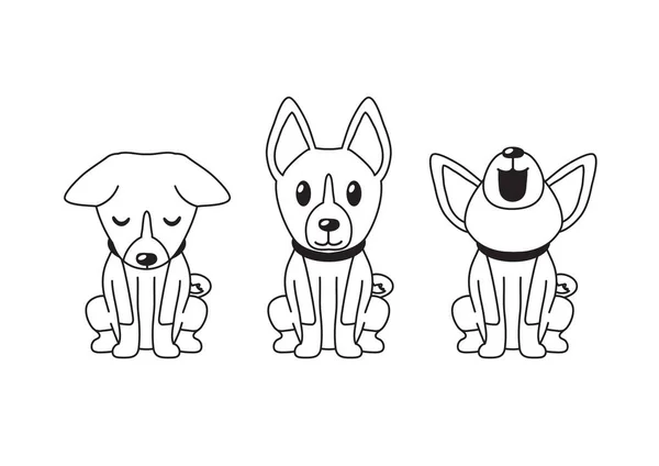 ベクトル漫画の文字かわいいバセニー犬デザインのポーズ — ストックベクタ