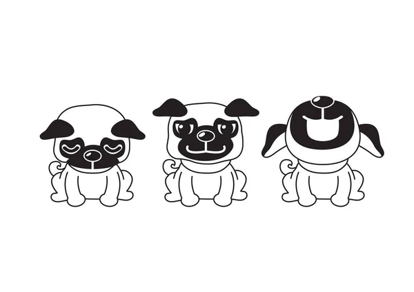 Vector Personaje Dibujos Animados Lindo Perro Pug Posa Para Diseño — Vector de stock