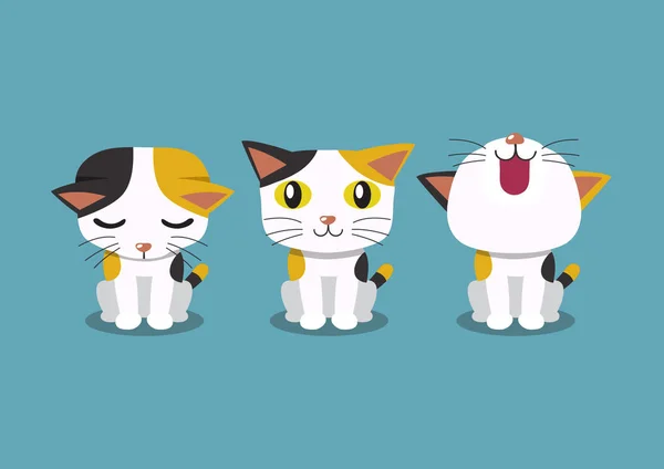 Conjunto Desenho Animado Vetor Personagem Gato Poses Para Projeto —  Vetores de Stock