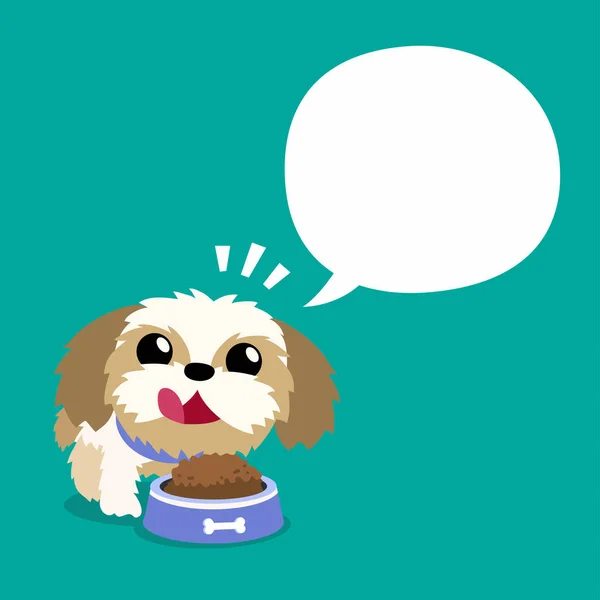 Vector Cartoon Karakter Schattig Shih Tzu Hond Wit Spraakzeepbel Voor — Stockvector