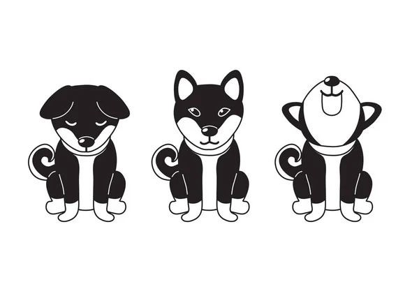 Vector Cartoon Character Shiba Inu Dog Poses Design — 스톡 벡터