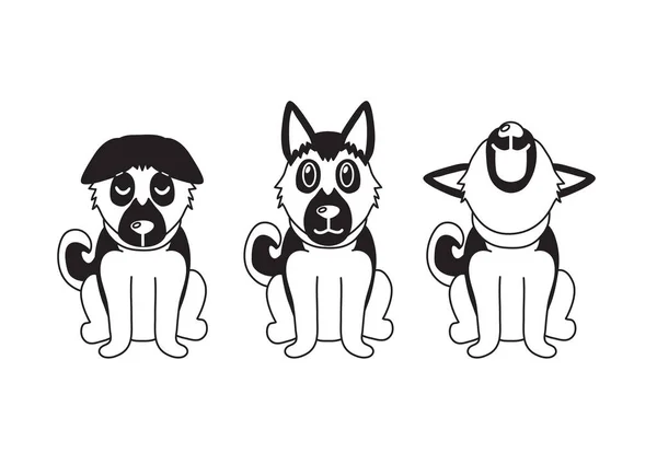 ベクトル漫画のキャラクタードイツの羊飼いの犬のポーズのデザイン — ストックベクタ