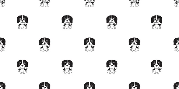 Vector Cartoon Character Beagle Dog Seamless Pattern Background Design — ストックベクタ