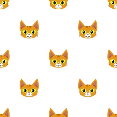 Tasarım için vektör çizgi film kedisi kusursuz desen arkaplanı.