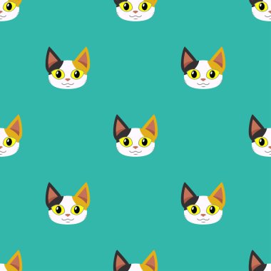 Tasarım için vektör çizgi film sevimli kedi pürüzsüz desen arkaplanı.