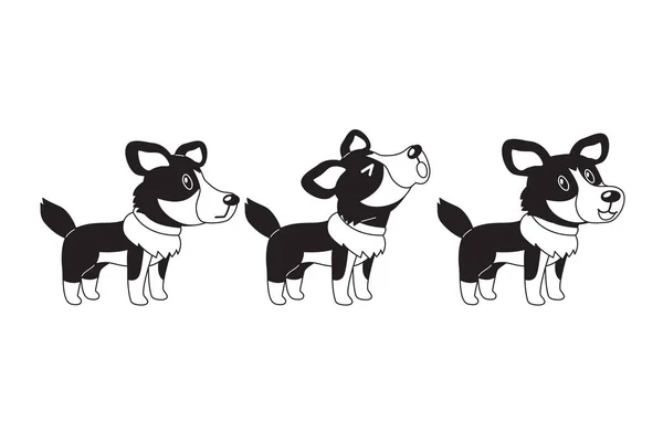 Set Van Cartoon Karakter Amerikaanse Herder Hond Poseert Voor Ontwerp — Stockvector