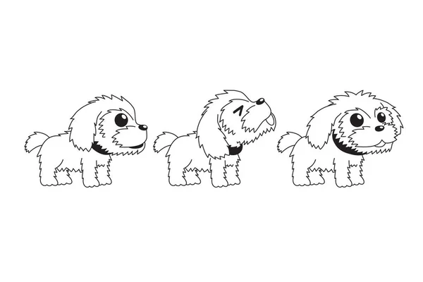 Vector Dibujos Animados Personaje Shih Tzu Perro Poses Conjunto Para — Archivo Imágenes Vectoriales