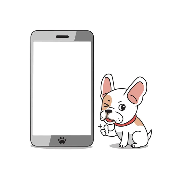Cartoon Character Cute French Bulldog Smartphone Design — Stock Vector