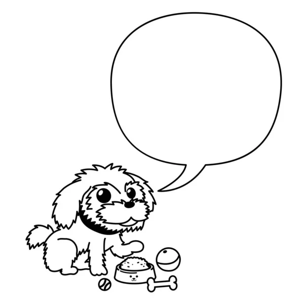 Vetor Personagem Desenho Animado Shih Tzu Cão Com Bolha Fala — Vetor de Stock