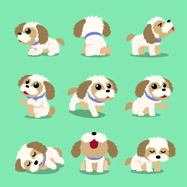 Shih Tzu Σκύλος Cartoon Χαρακτήρα Που Θέτει Για Σχεδιασμό — Διανυσματικό Αρχείο