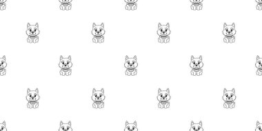 Tasarım için vektör çizgi film karakteri Norwich terrier köpeğinin kusursuz desen arkaplanı.