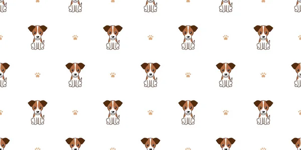 Vector Cartoon Character Jack Russell Terrier Dog Seamless Pattern Background — ストックベクタ
