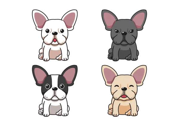 Conjunto Personagem Desenho Animado Vetorial Cão Buldogue Francês Para Design — Vetor de Stock