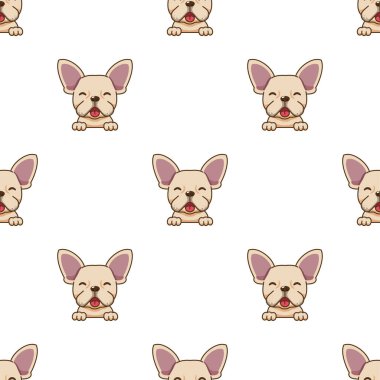 Vektör çizgi film karakteri mutlu Fransız bulldog kusursuz tasarım arkaplanı.