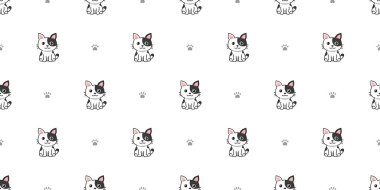 Tasarım için vektör çizgi film karakteri kedisiz desen arkaplanı.