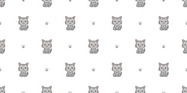 Tasarım için vektör çizgi film karakteri tekir kedisi kusursuz desen arkaplanı.