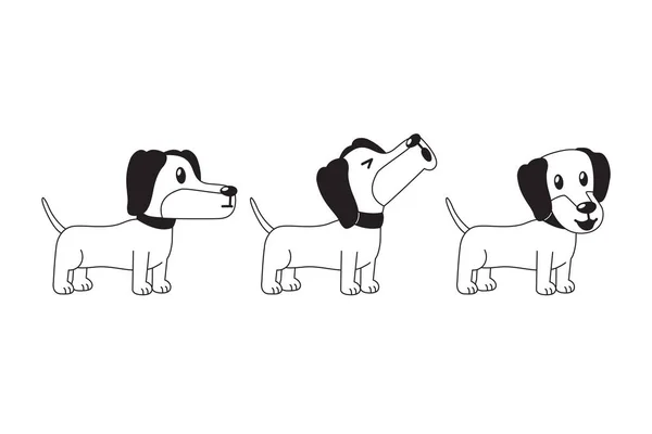Vector Personaje Dibujos Animados Perro Dachshund Plantea Conjunto Para Diseño — Vector de stock