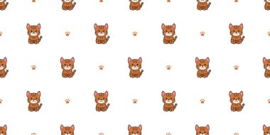 Tasarım için vektör çizgi film karakteri tekir kedisi kusursuz desen arkaplanı.