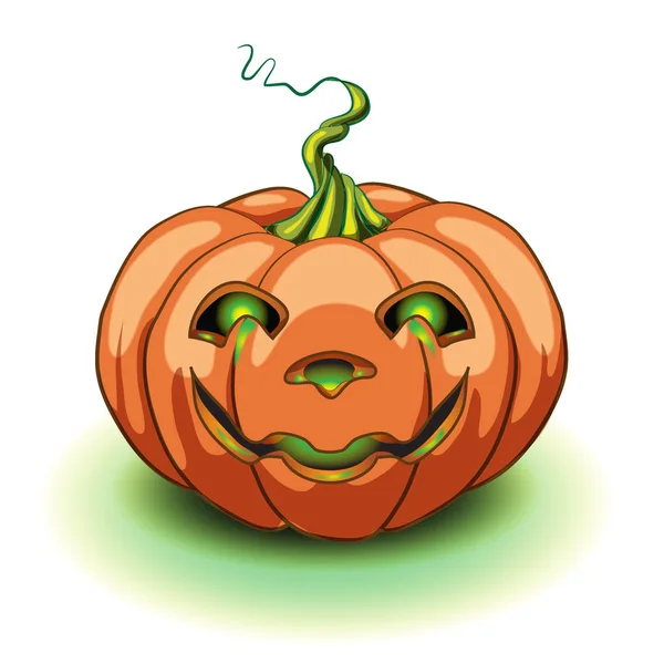 Halloween-Kürbis mit glücklichem Gesicht auf weißem Hintergrund. Vektor Cartoon Illustration. — Stockvektor