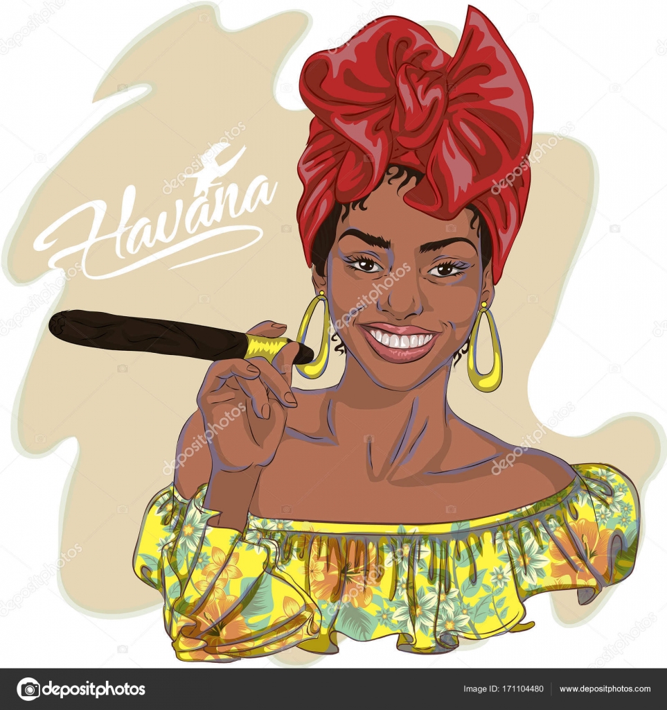 Download Cuban woman smoking cigar in Havana in yellow dress ...