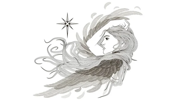 Silueta de un ángel sobre un fondo cubierto de nieve. Navidad de lujo d — Archivo Imágenes Vectoriales