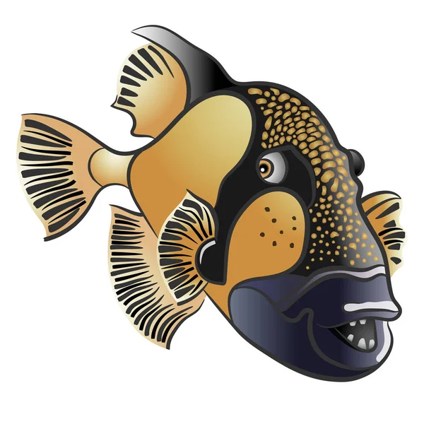 Titan triggerfish, Balistoides viridescens — Stock Vector