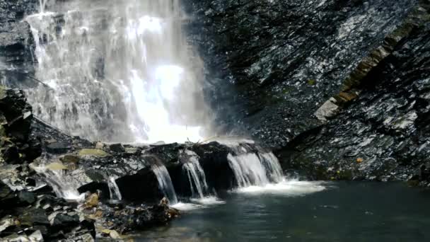 Wasserfall aus reinem Süßwasser im Wald — Stockvideo