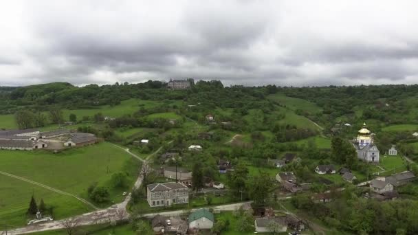 Castelo de Pidhirtsi. Vista do castelo a partir da altura do voo das aves — Vídeo de Stock