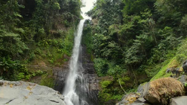 Hermosa cascada en la selva tropical — Vídeo de stock