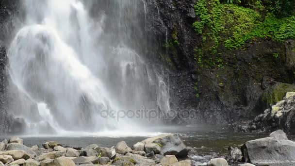 Piękny i potężny wodospad z bliska. — Wideo stockowe
