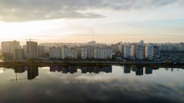 Poznyaki hava görünümünü. Darnitskiy district, Kiev Ukrayna.