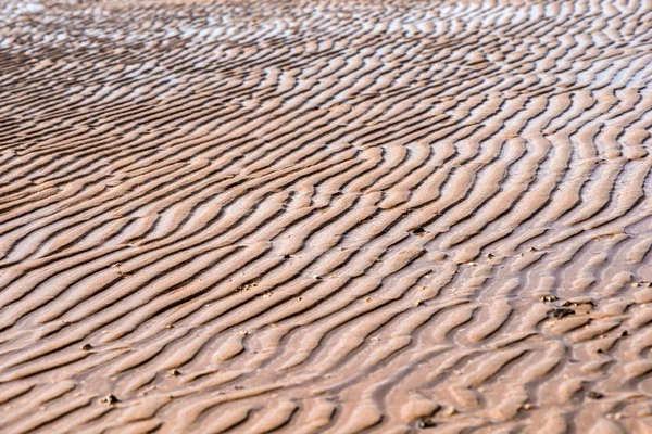 Texture de sable ondulé de la mer à marée basse — Photo