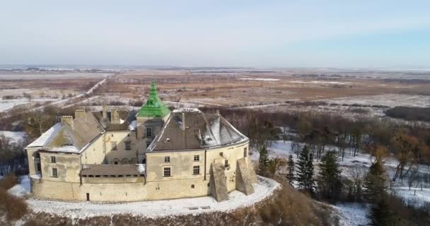 Vista aérea del Castillo de Olesky y barrios residenciales cerca de él — Vídeos de Stock