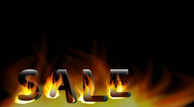 Word Satılık yanıyor. Siyah arka plan üzerinde Satılık tasarım şablonu.