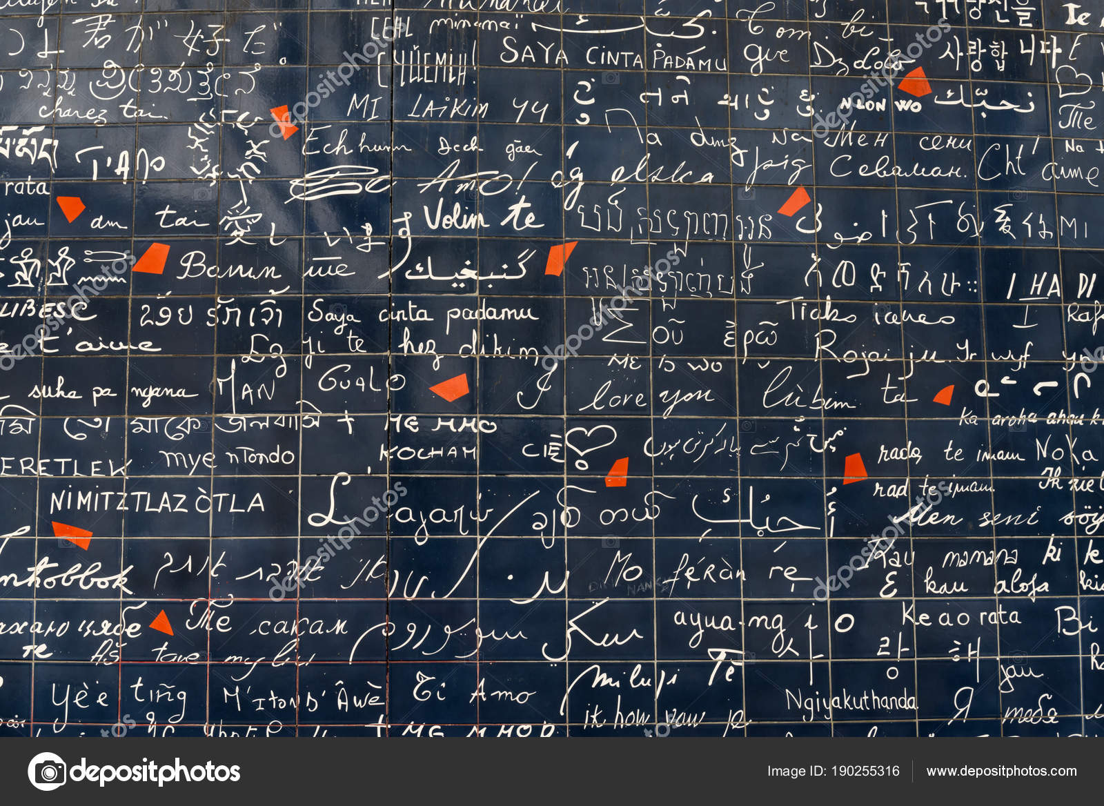 The wall of love. Wall in Paris with I love you written in all the