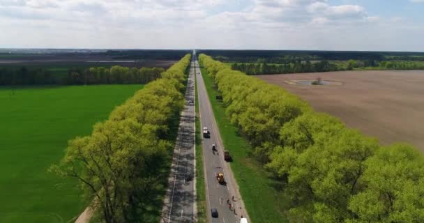 Yol onarım havadan görünümü karayolu üzerinde — Stok video