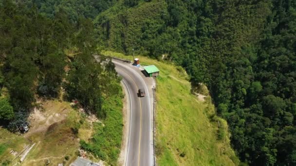 Aerial view oth the Mountain Road in The Andes. Top view. — Stock Video
