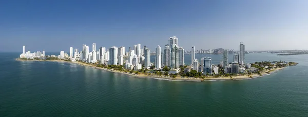 Bocagrande Bölgesi 'nin güzel panoramik manzarası, Cartagena, Kolombiya