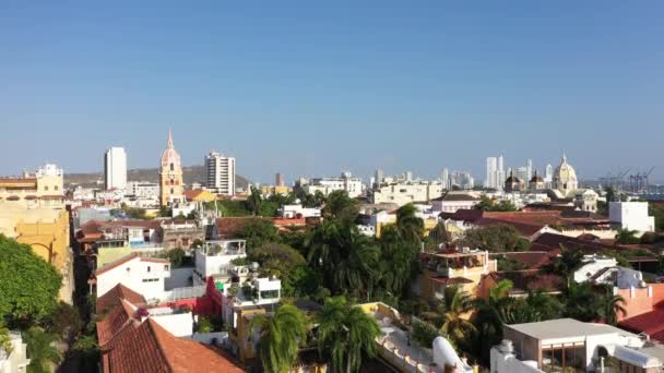 Letecký pohled na Cartagenské ulice v Kolumbii — Stock video