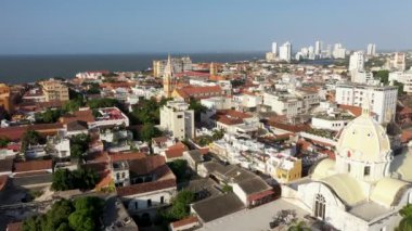 Kolombiya, Cartagena 'nın tarihi şehir merkezinin havadan görünüşü.