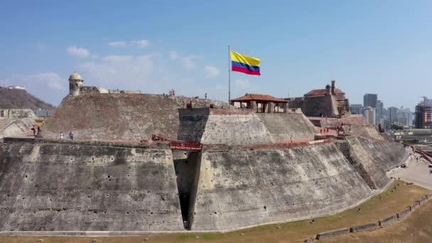 Hrad San Felipe de Barajas ve městě Cartagena - Kolumbie — Stock video