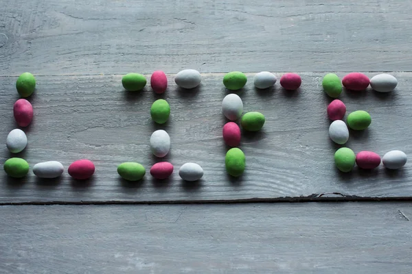 Life candy wood title Stock Photo