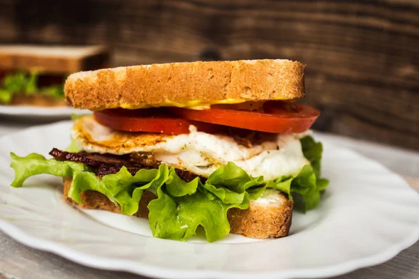 Blt sendwich with egg — Stock Photo, Image