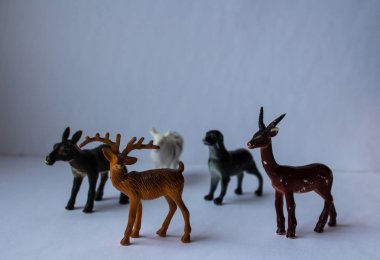 Beyaz arka plan üzerinde çocuk oyuncak hayvanlar