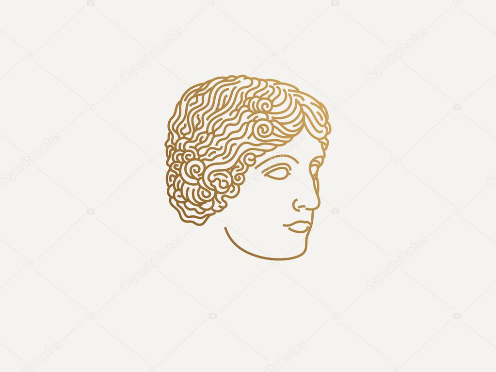 Greek girl logo vector illustration