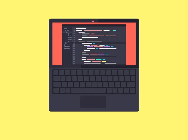 Koden på skärmen laptop — Stock vektor
