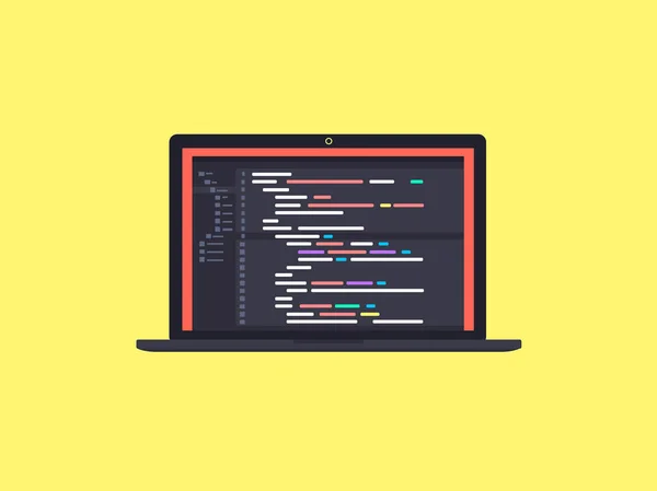Code op de laptop scherm — Stockvector