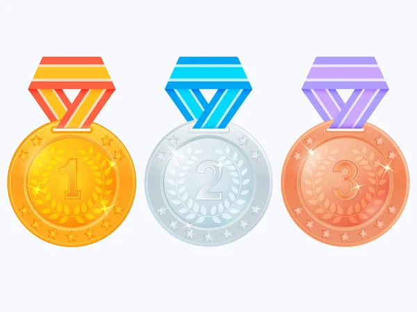 Gold, silver and bronze award medals — Stock Vector