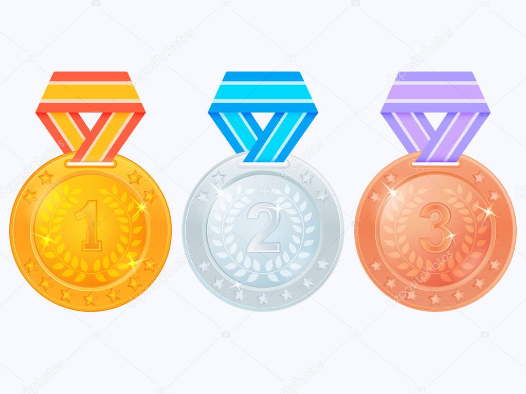 Gold, silver and bronze award medals